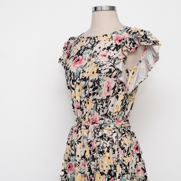 Lauren Ralph Lauren. New! Knit Floral‎ Ruffle Sleeve Dress. - Picture 8 of 12